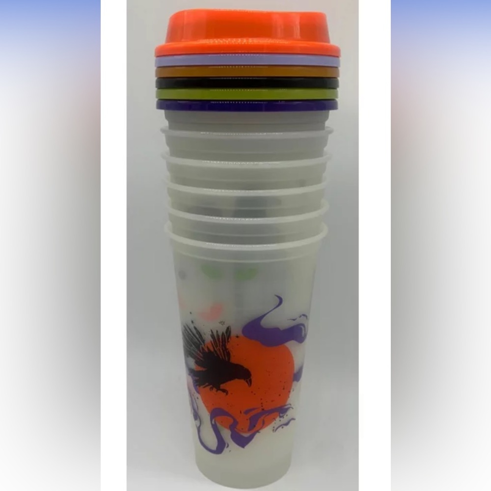 NIB 2022 Starbucks 16oz Halloween glow in the dark travel reusable hot cups lids